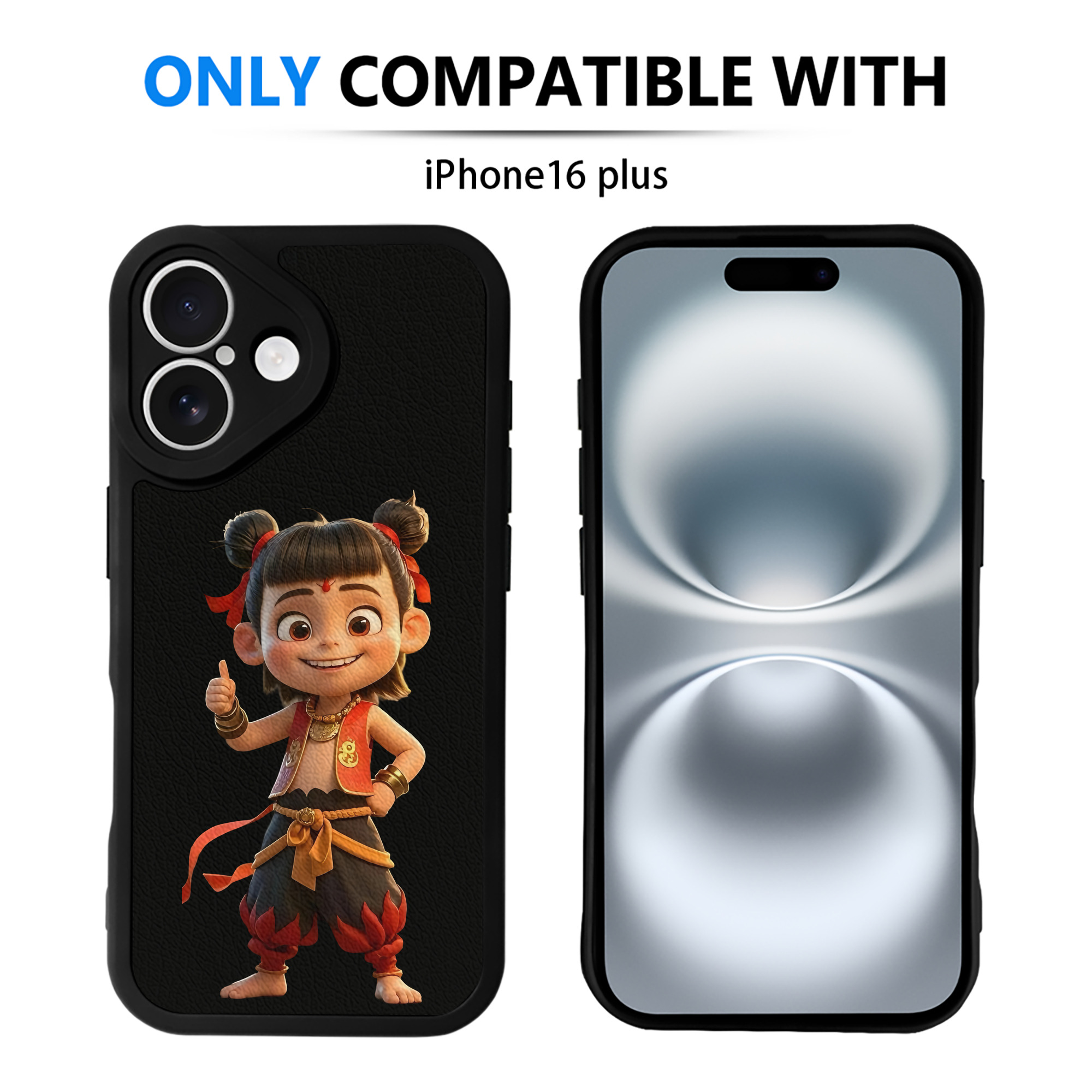 （画像用） Ne Zha 2 ナタ 魔童の大暴れ 【iPhone 16シリーズ対応】シリコンスマホケース（レザー調） 材質：シリコン